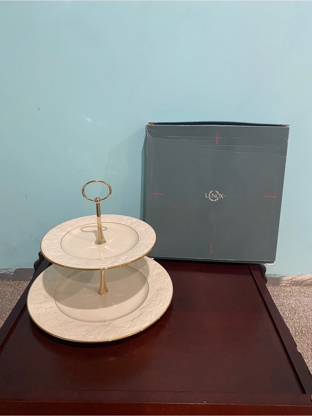 Lenox “Fruits of Life” Two-Tier Porcelain Serving Stand